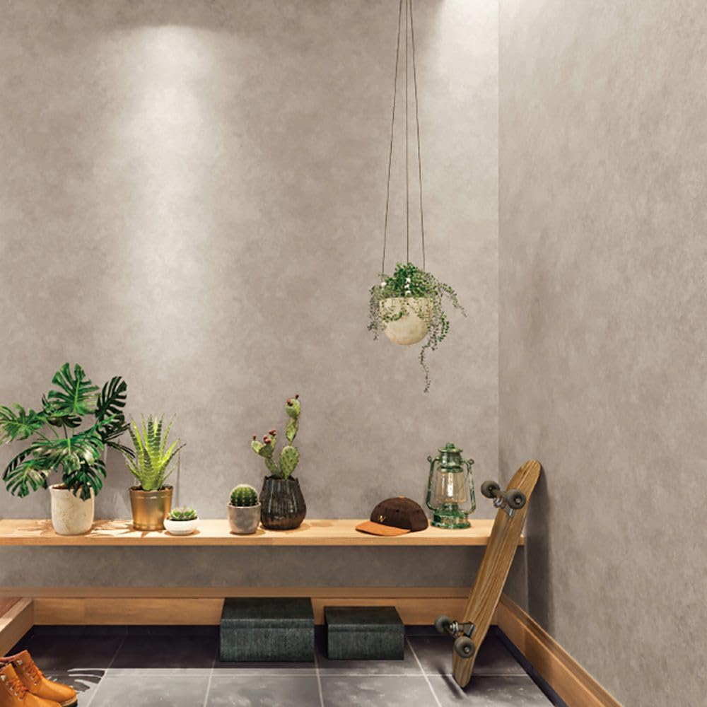 Amazon | 壁紙屋本舗 壁紙 生のり付き クロス スーパー耐久性壁紙 灰色